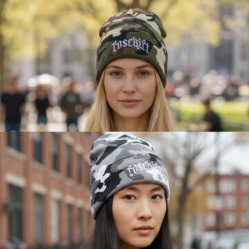 【ニット帽】カーキカモフラージュ/グレーカモフラージュ