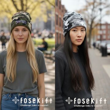 【ニット帽】カーキカモフラージュ/グレーカモフラージュ